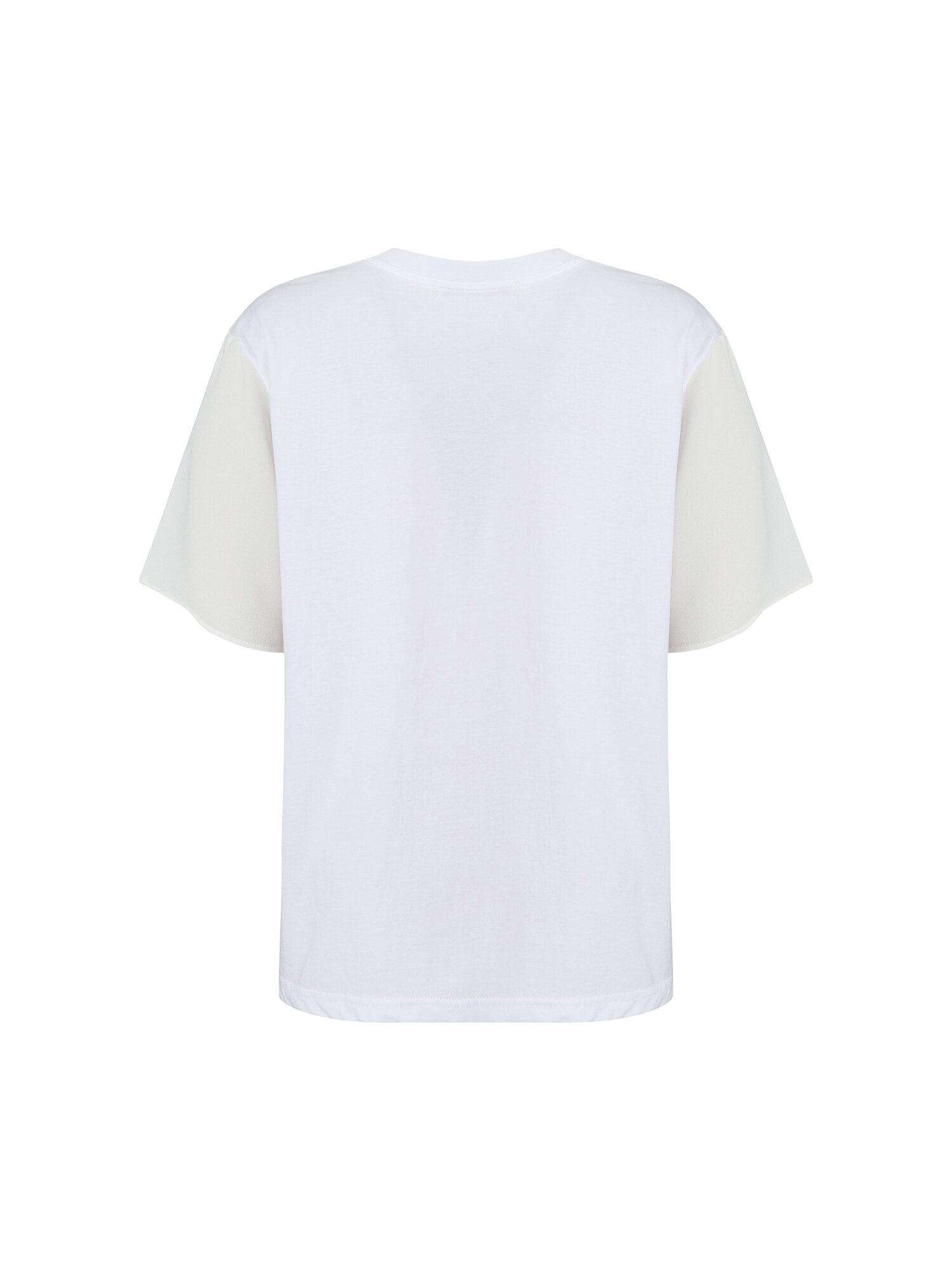 레이스 배색 레터링 라운드넥 티셔츠 (WHITE)