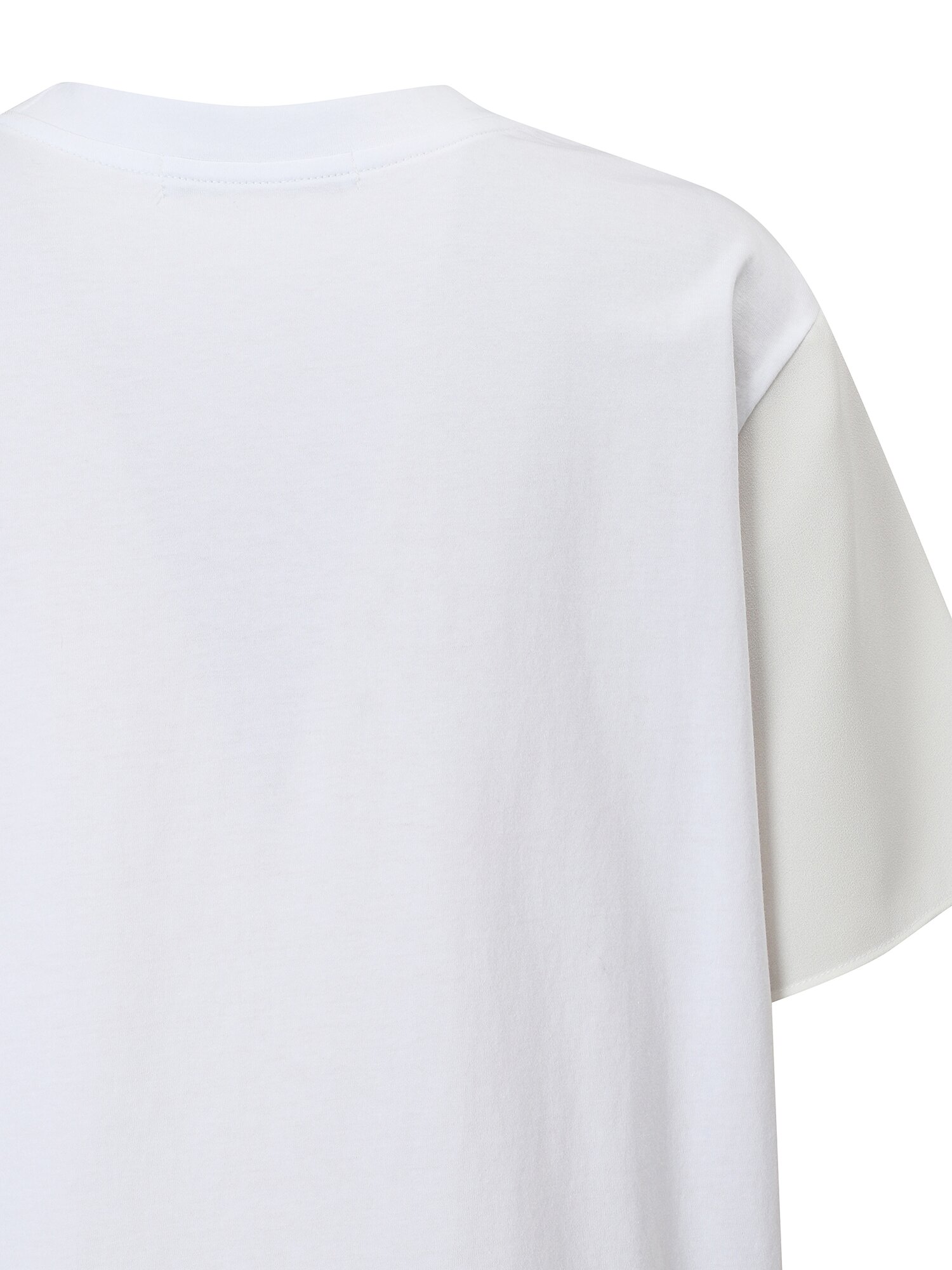 레이스 배색 레터링 라운드넥 티셔츠 (WHITE)