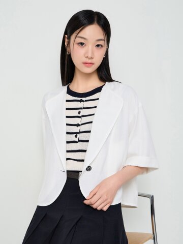 오버핏 라이트 칼라리스 라펠 재킷 