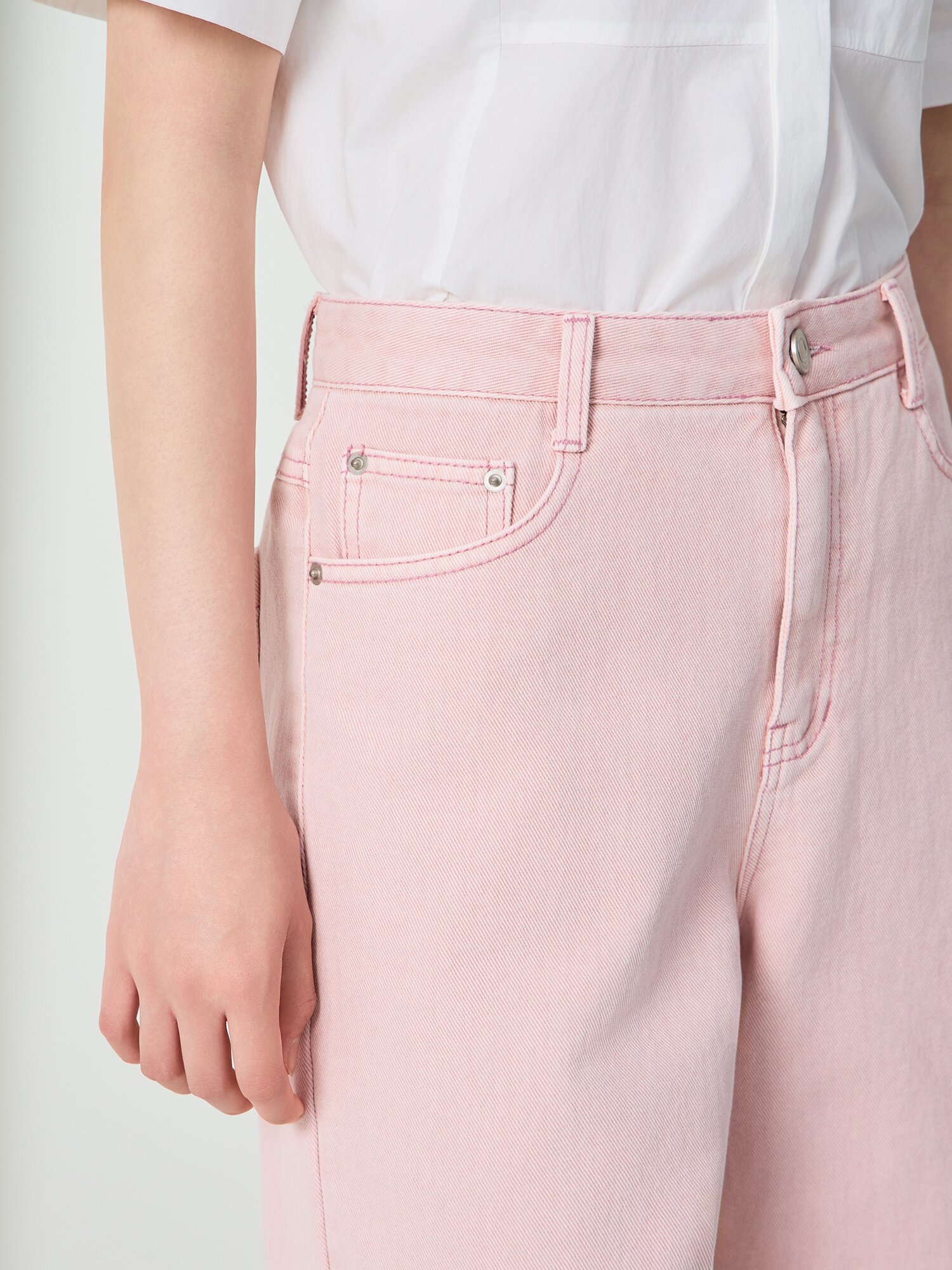 캐주얼 하프 데님 팬츠 (PINK)