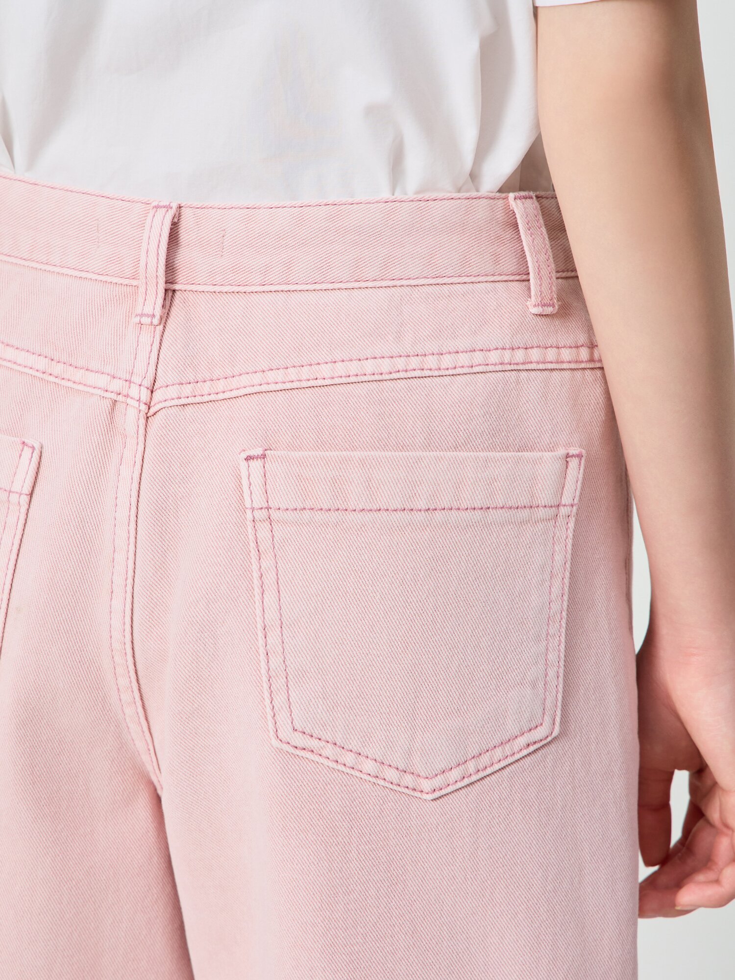 캐주얼 하프 데님 팬츠 (PINK)