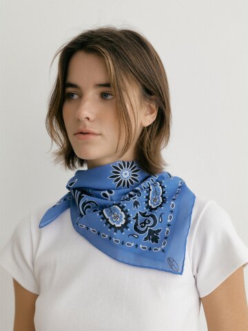 Cotton Paisley Bandana Scarf - Airy Blue