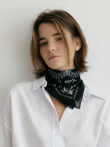 Cotton Paisley Bandana Scarf - Black