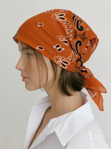 Cotton Paisley Bandana Scarf - Sunset Red