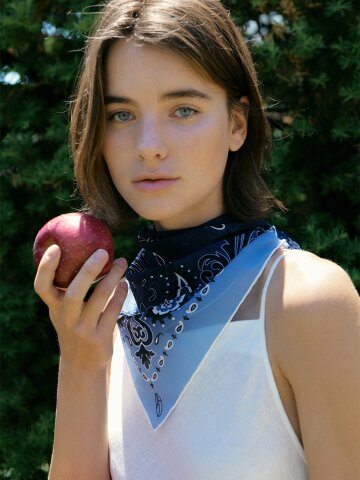 Cotton Paisley Bandana Scarf - Blue/Light Blue