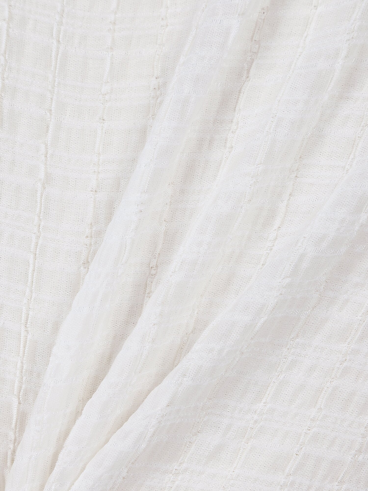라운드넥 볼륨 셔링 블라우스 (WHITE)