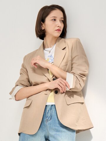 델오엠 린넨 투버튼 싱글자켓