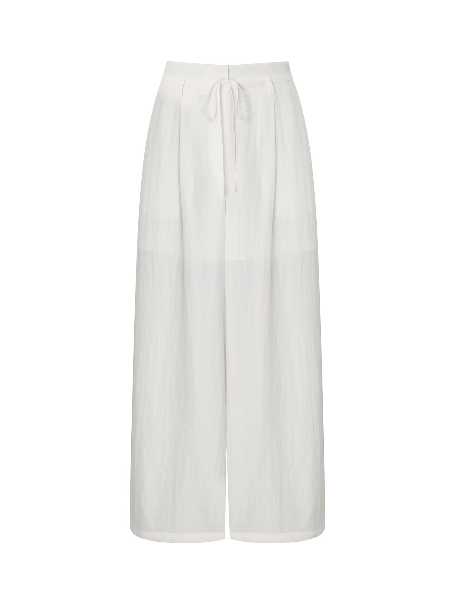 나일론 백 밴딩 벨티드 와이드핏 팬츠 (WHITE)