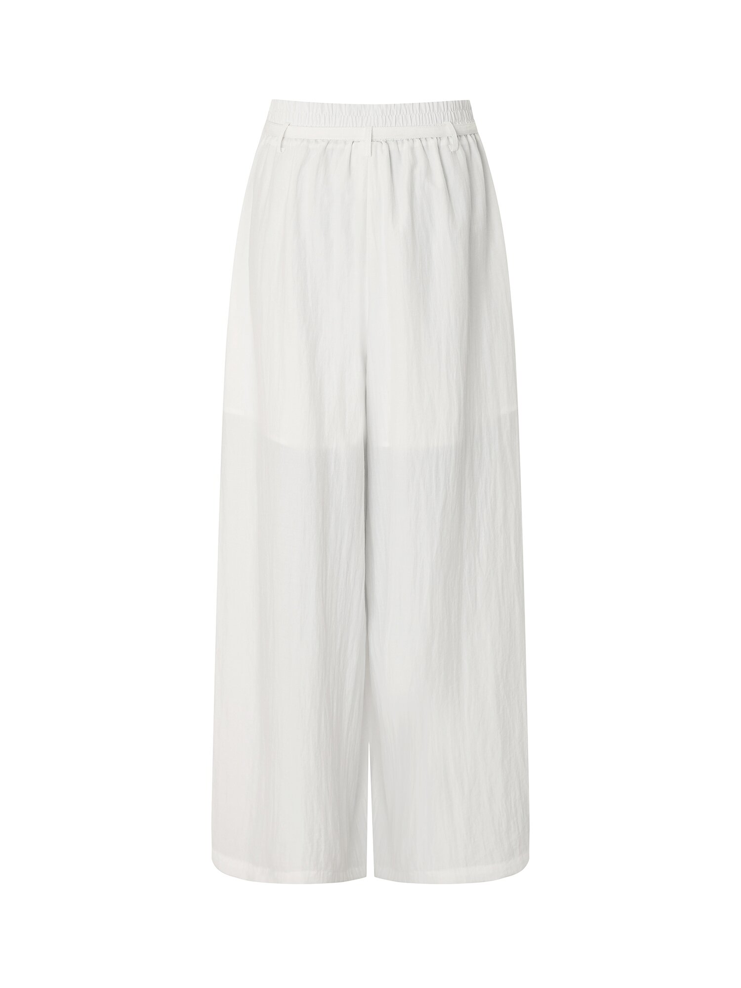 나일론 백 밴딩 벨티드 와이드핏 팬츠 (WHITE)