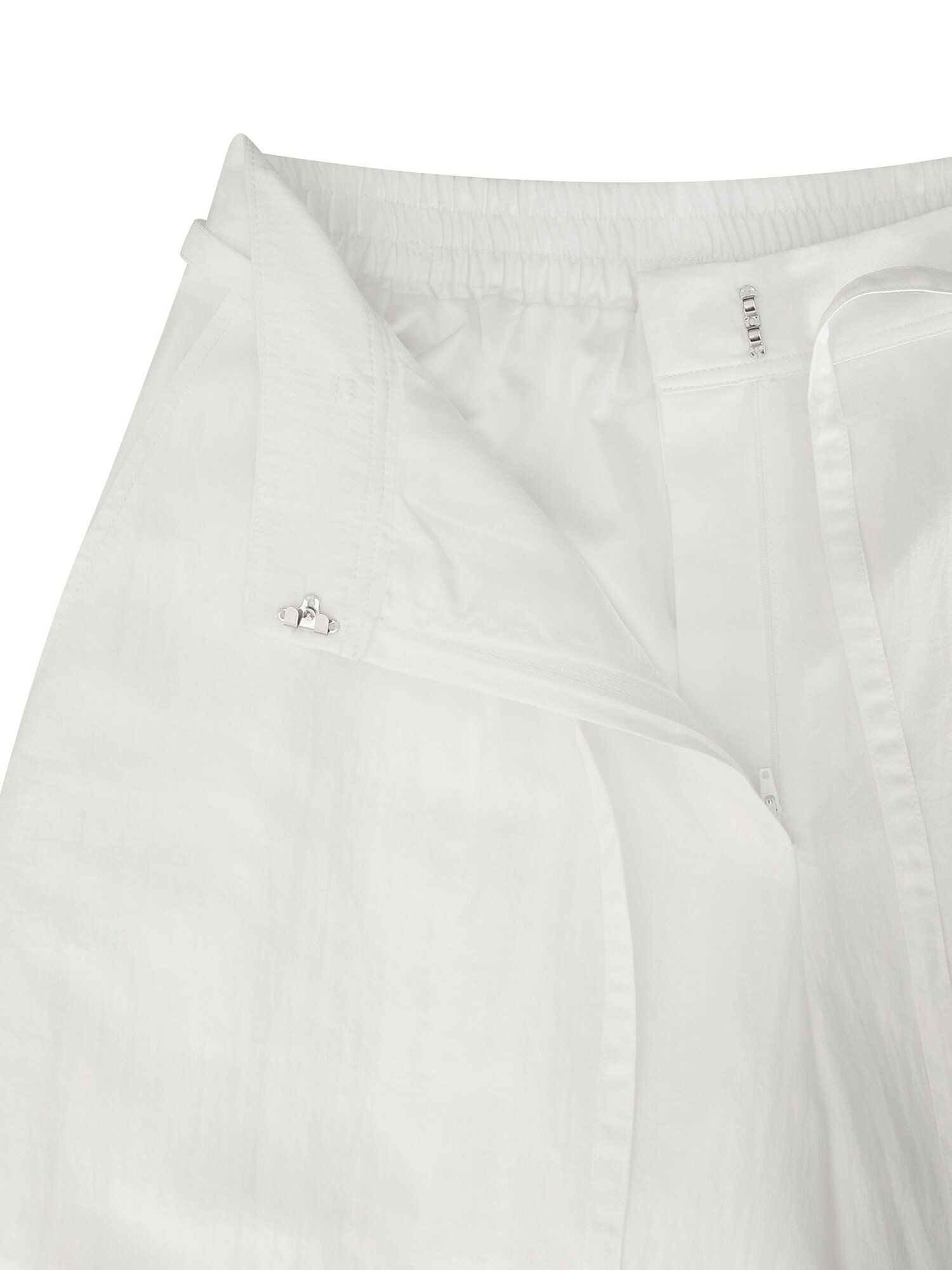 나일론 백 밴딩 벨티드 와이드핏 팬츠 (WHITE)