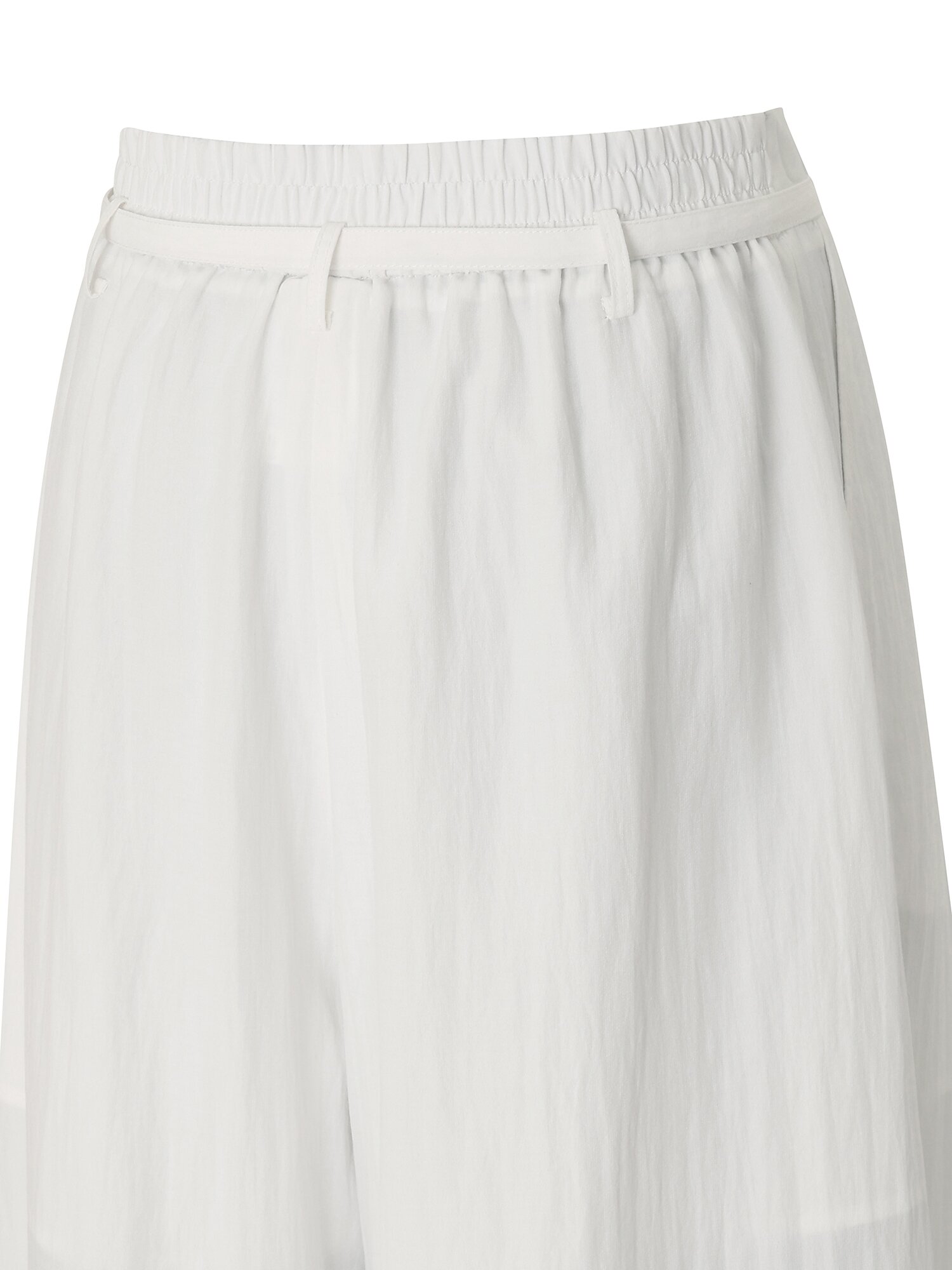 나일론 백 밴딩 벨티드 와이드핏 팬츠 (WHITE)