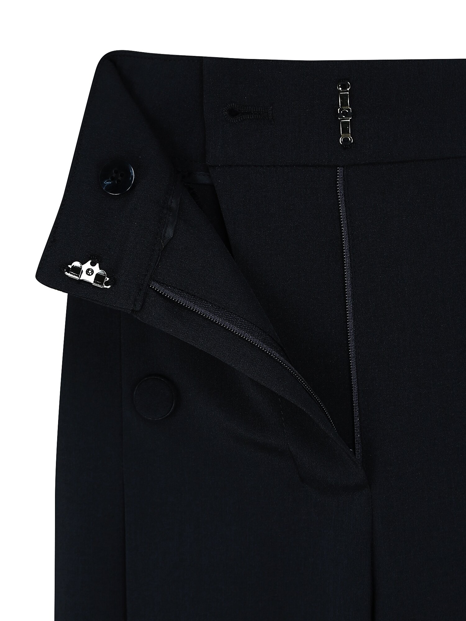 버튼 장식 원턱 와이드 팬츠 (NAVY)
