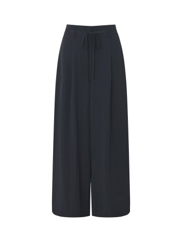 나일론 백 밴딩 벨티드 와이드핏 팬츠 (NAVY)