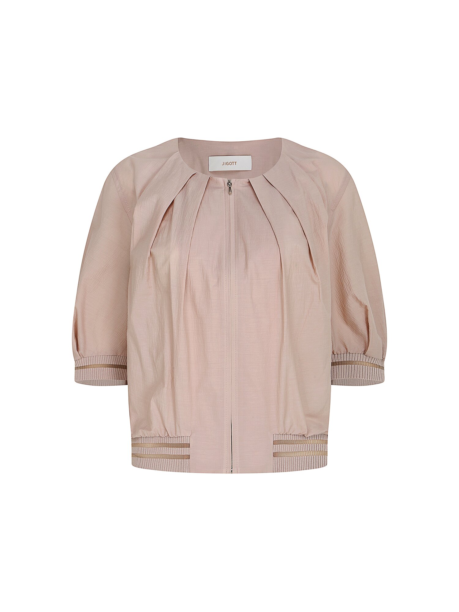 턱 디테일 볼륨 슬리브 점퍼 (BEIGE)