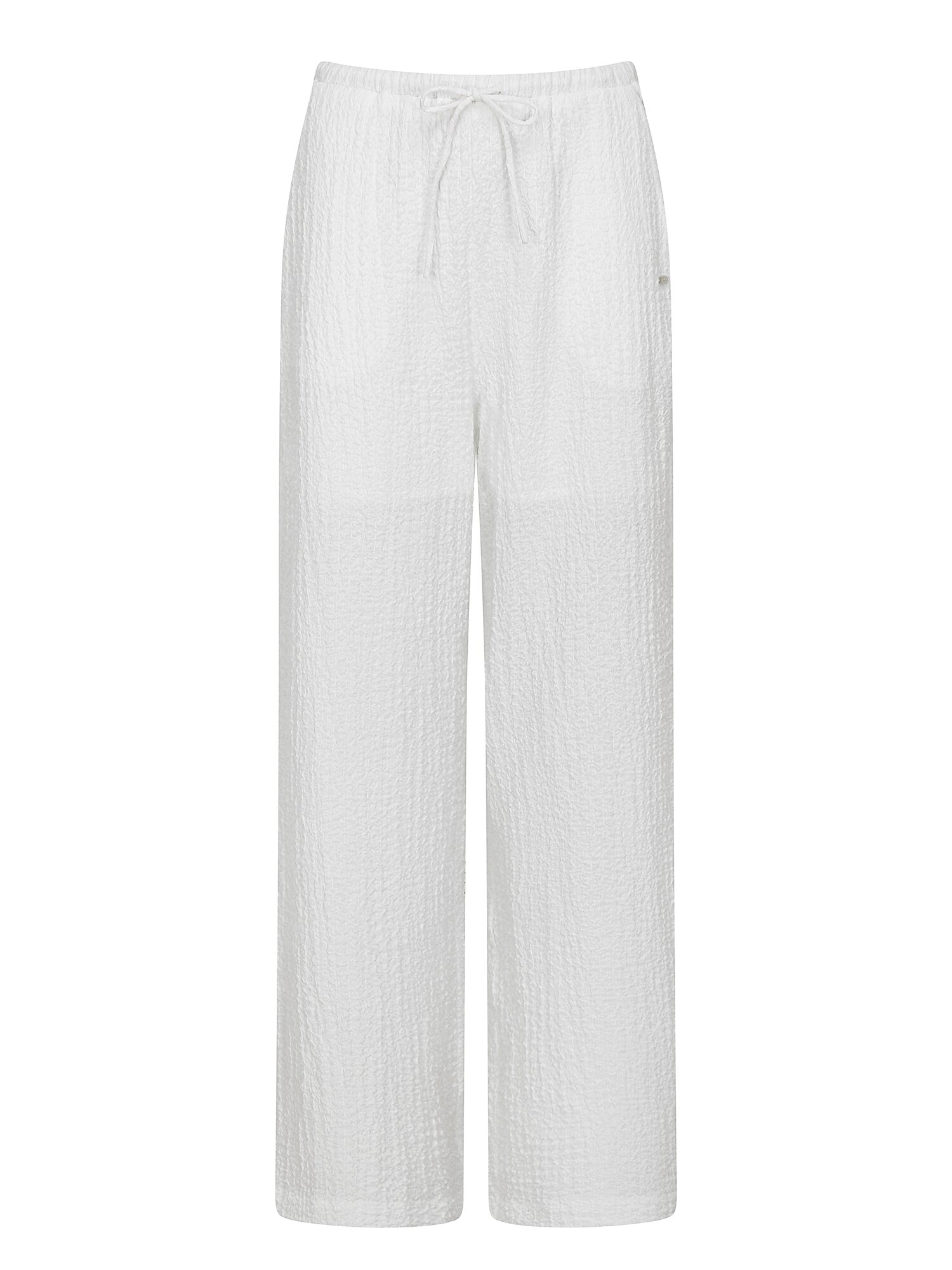 링클 스트링 밴딩 와이드 팬츠 (WHITE)