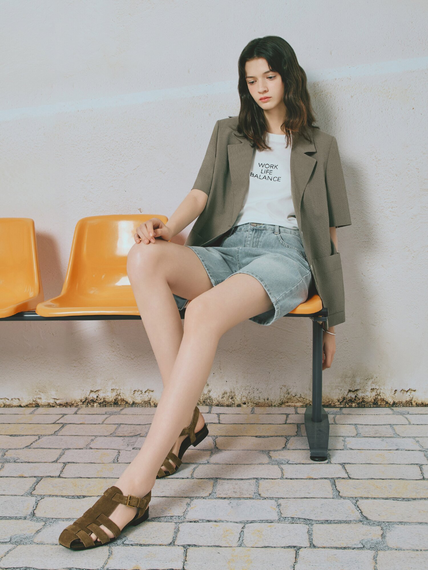 잔체크 싱글 테일러드 재킷 (CHECK BROWN)