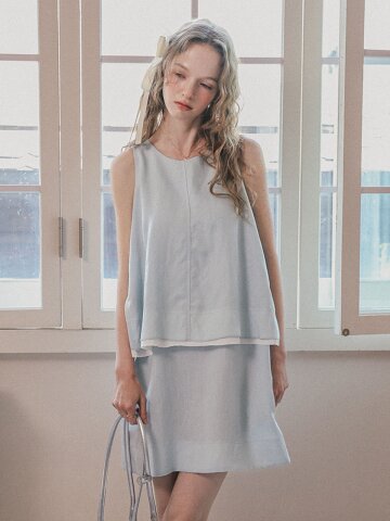 Cest_Layered sleeveless mini dress_BLUE