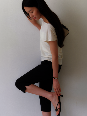 Cotton Stretch Capri-Pants / Black(2color)