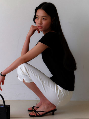 Cotton Stretch Capri-Pants / Ivory(2color)