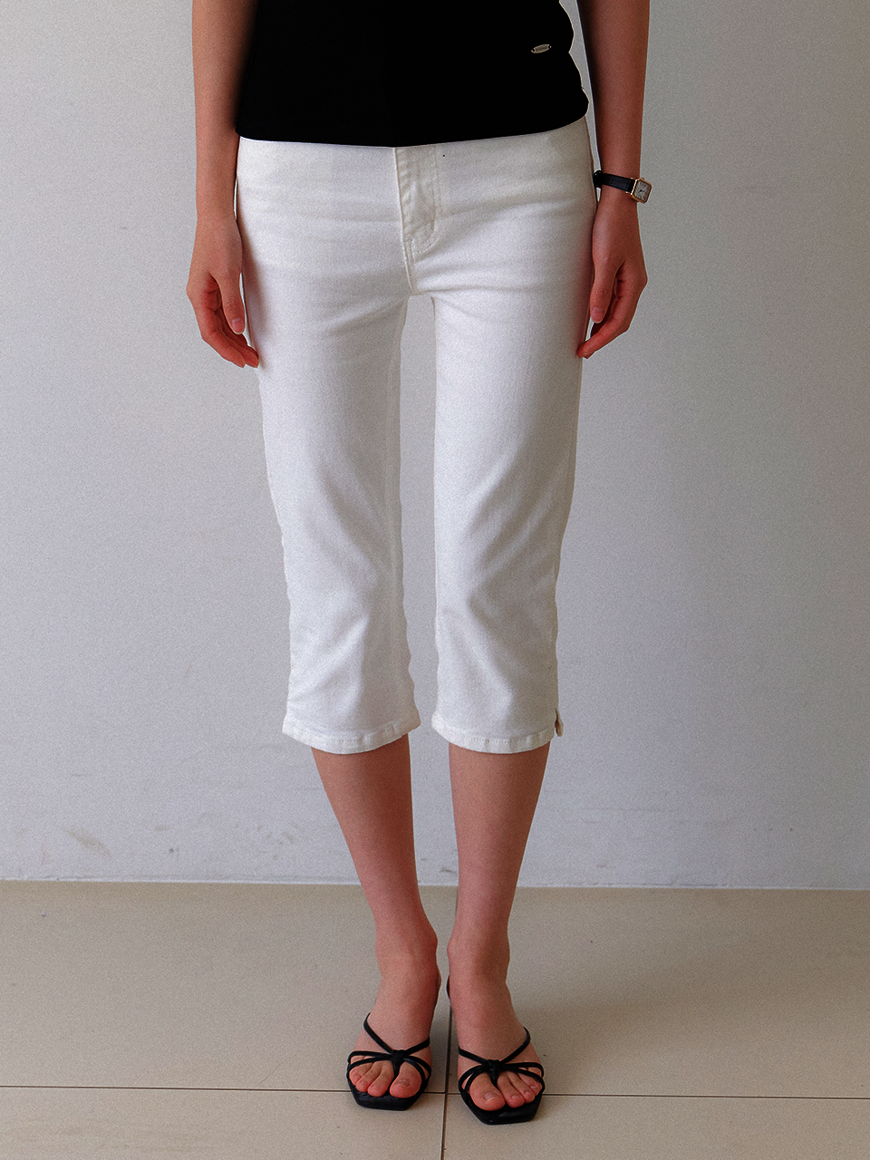 Cotton Stretch Capri-Pants / Ivory(2color)