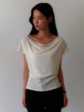 2Way Cowl-Neck T-Shirts / Ivory(2color)