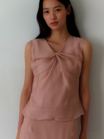 Twisted Layer Sleeveless Blouse / Pink Beige(2color)