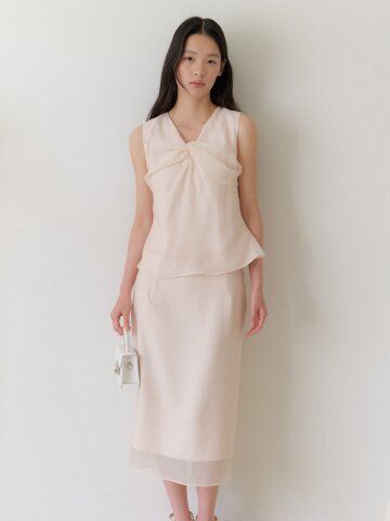 Classic Chiffon Layered Slim Skirt / Cream Yellow(2color)