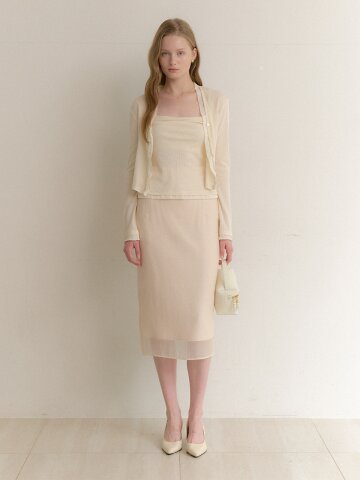 Classic Chiffon Layered Slim Skirt / Cream Yellow(2color)