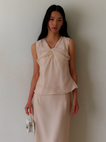 Twisted Layer Sleeveless Blouse / Cream Yellow(2color)