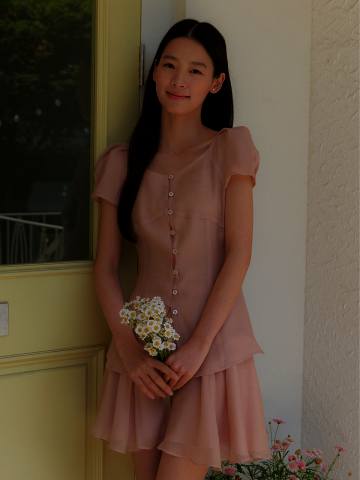 [FAIRY] Chiffon Puff Volume Blouse / Pink Beige(2color)


