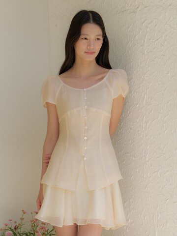 [FAIRY] Chiffon Puff Volume Blouse / Cream Yellow(2color)


