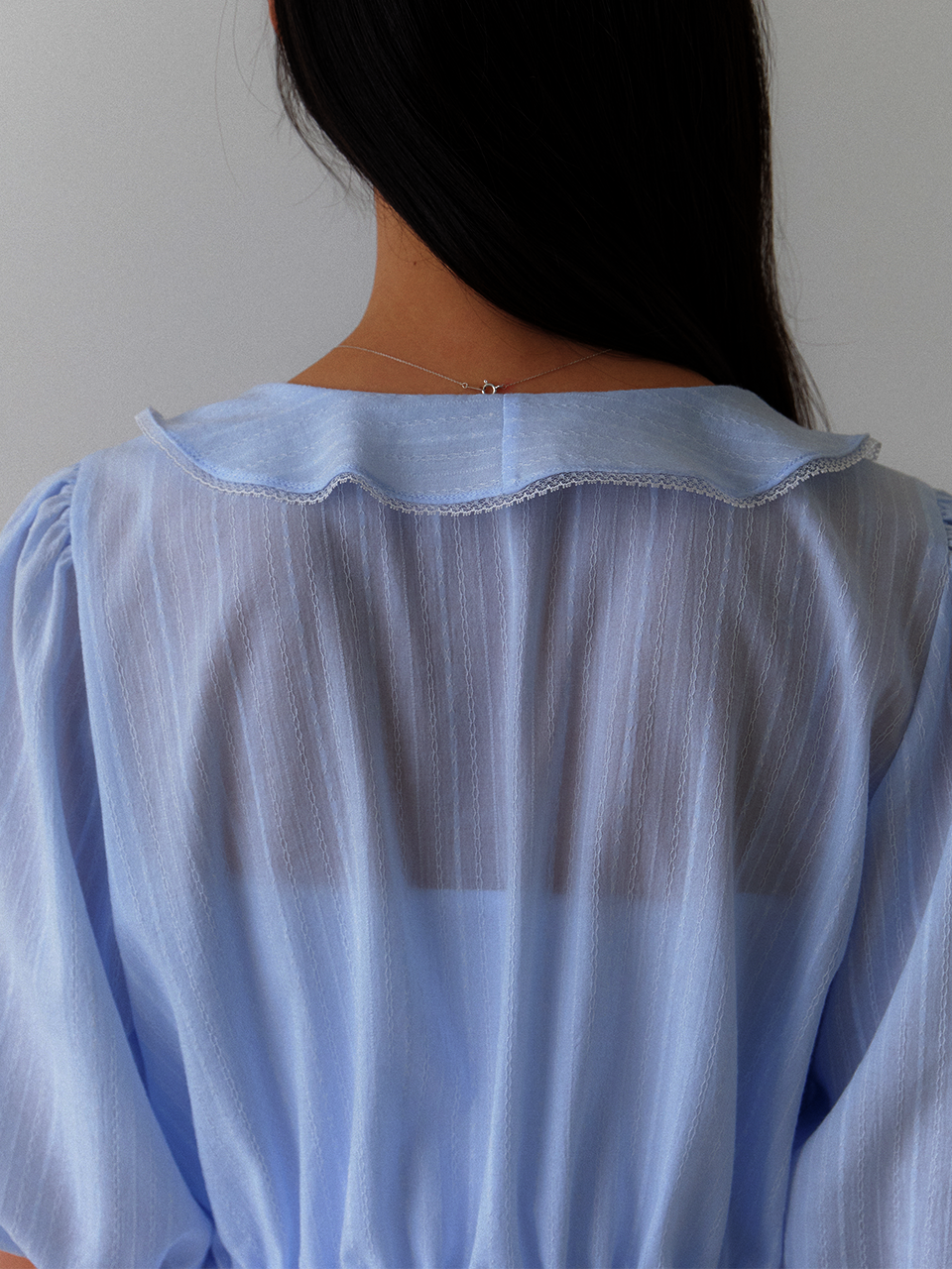 [DAISY] Cotton Pin-Tuck Ruffle Blouse / Sky blue(2color)