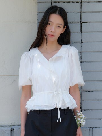 [DAISY] Cotton Pin-Tuck Ruffle Blouse / White(2color)
