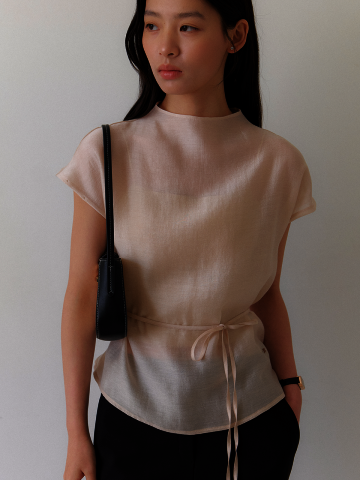 Organza Cap-Sleeve Blouse / Cream Beige(2color)