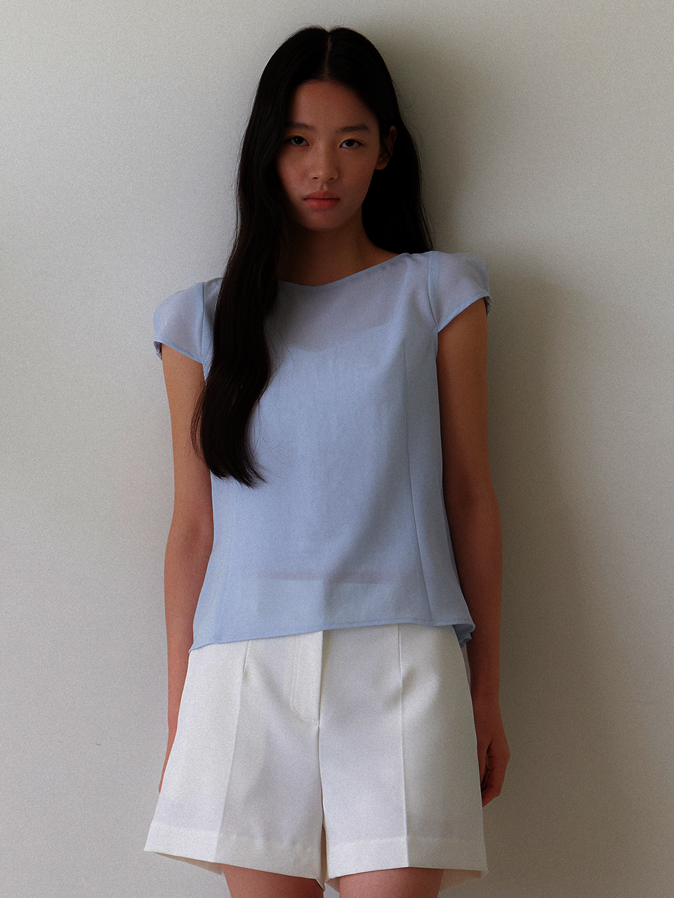 Petit Cap-Sleeve Blouse / Sky blue(2color)