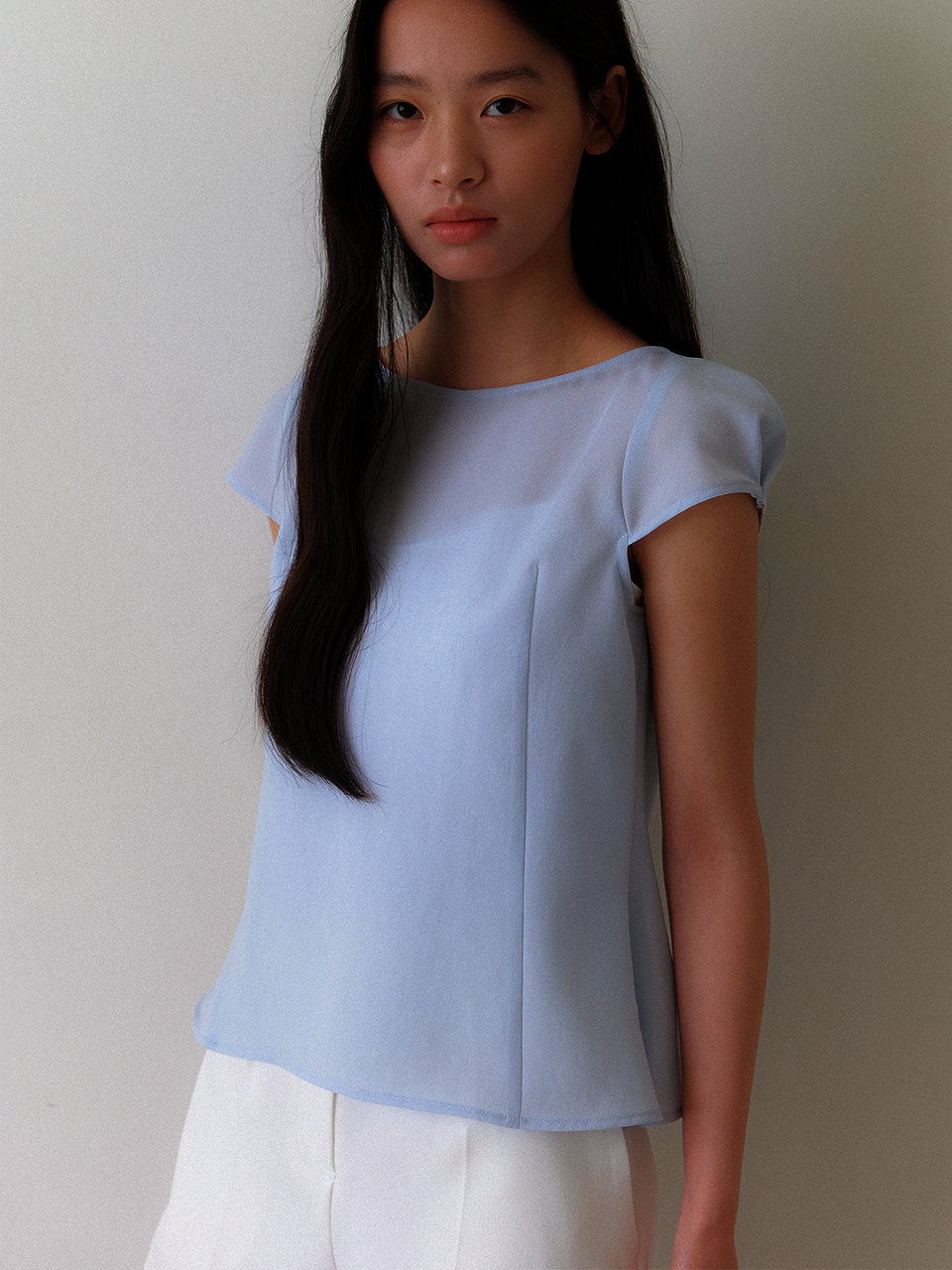 Petit Cap-Sleeve Blouse / Sky blue(2color)