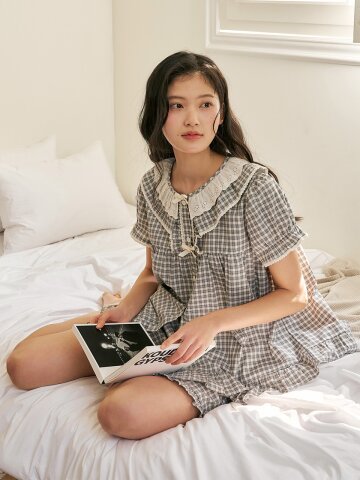 마셀 반팔 투피스 블랙 (32수)