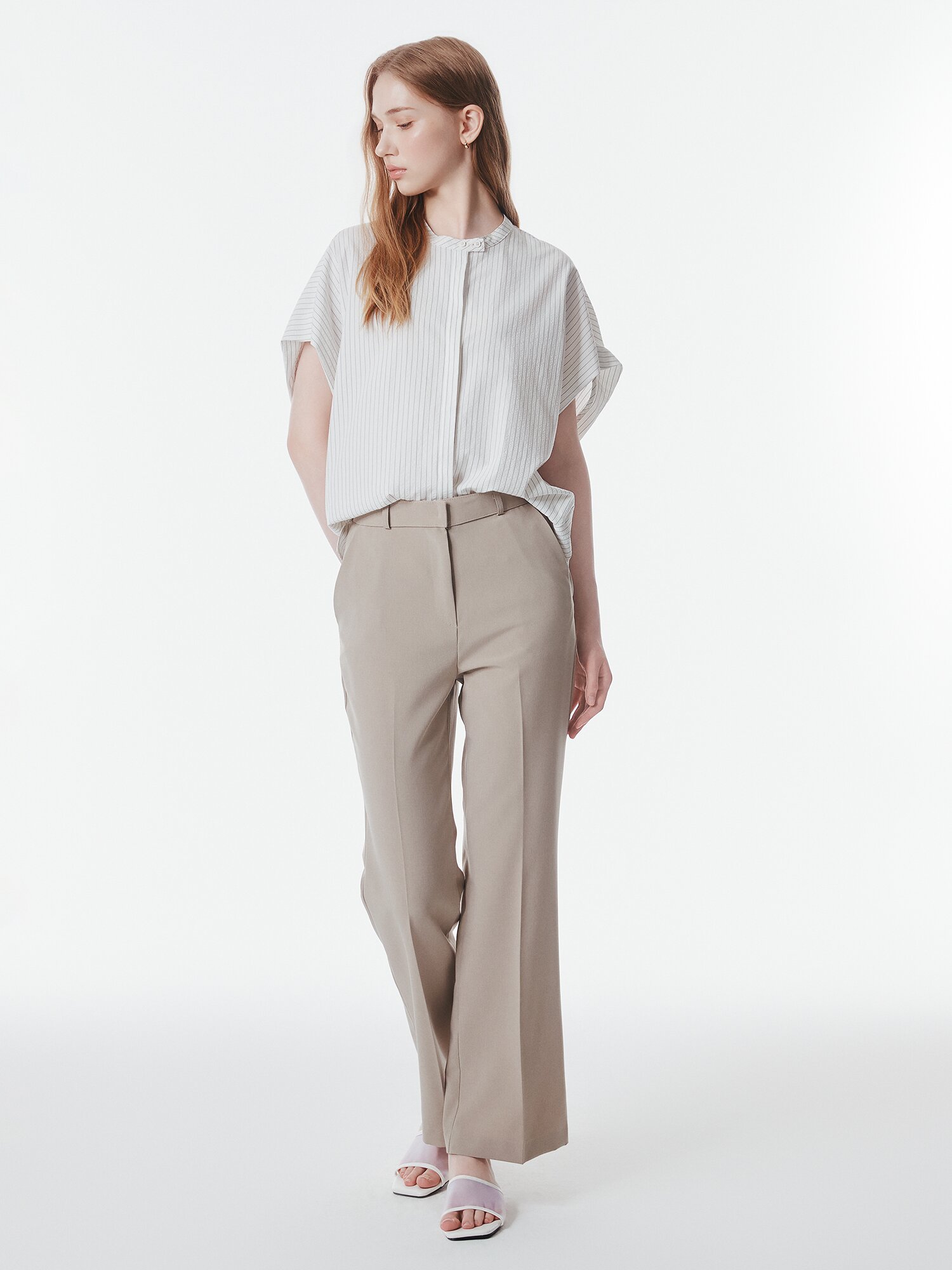 히든 인밴딩 세미 부츠컷 팬츠 (BEIGE)