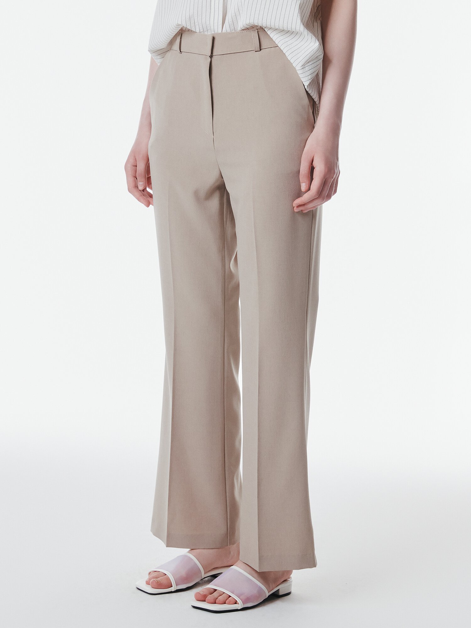 히든 인밴딩 세미 부츠컷 팬츠 (BEIGE)