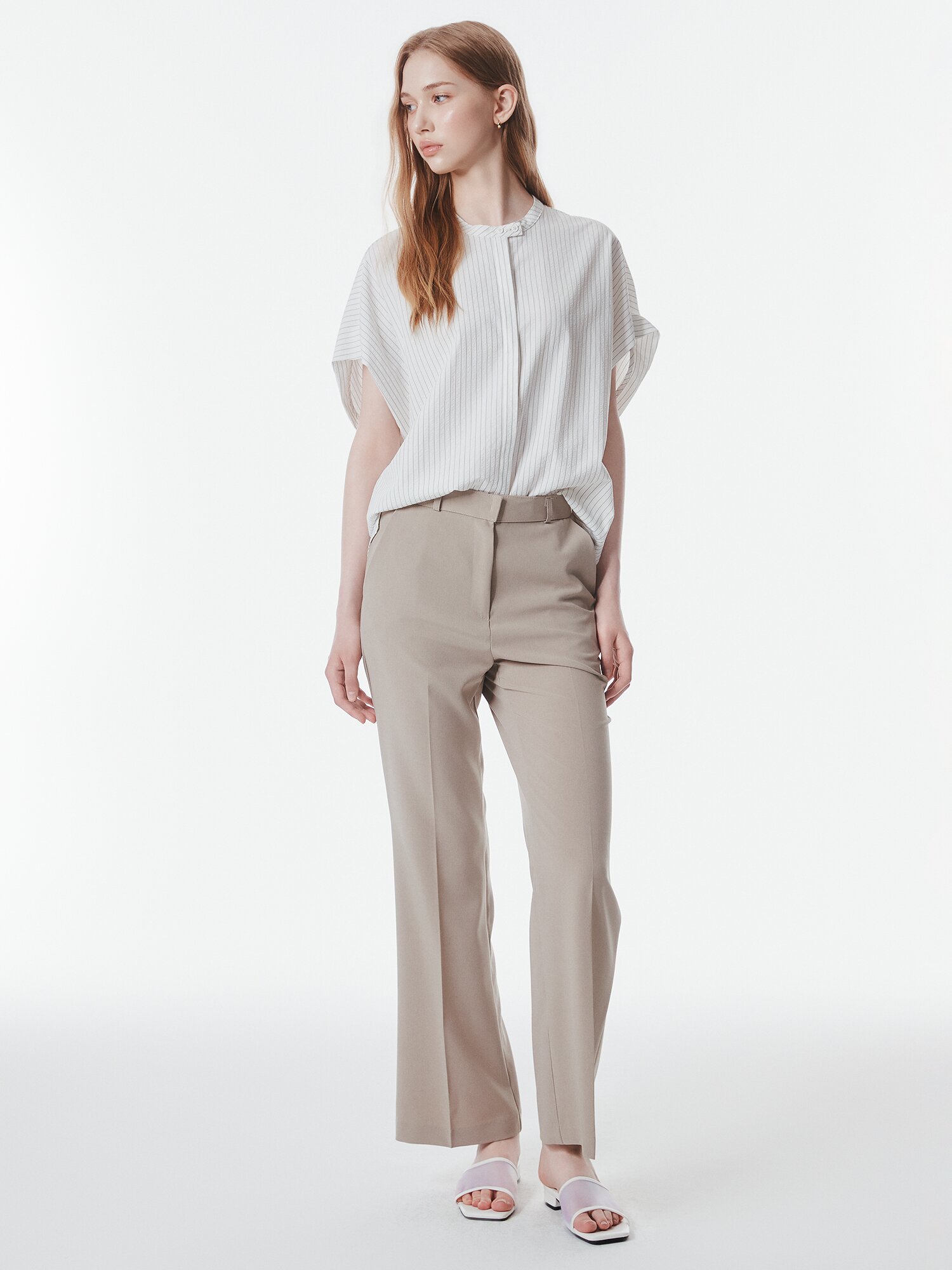 히든 인밴딩 세미 부츠컷 팬츠 (BEIGE)