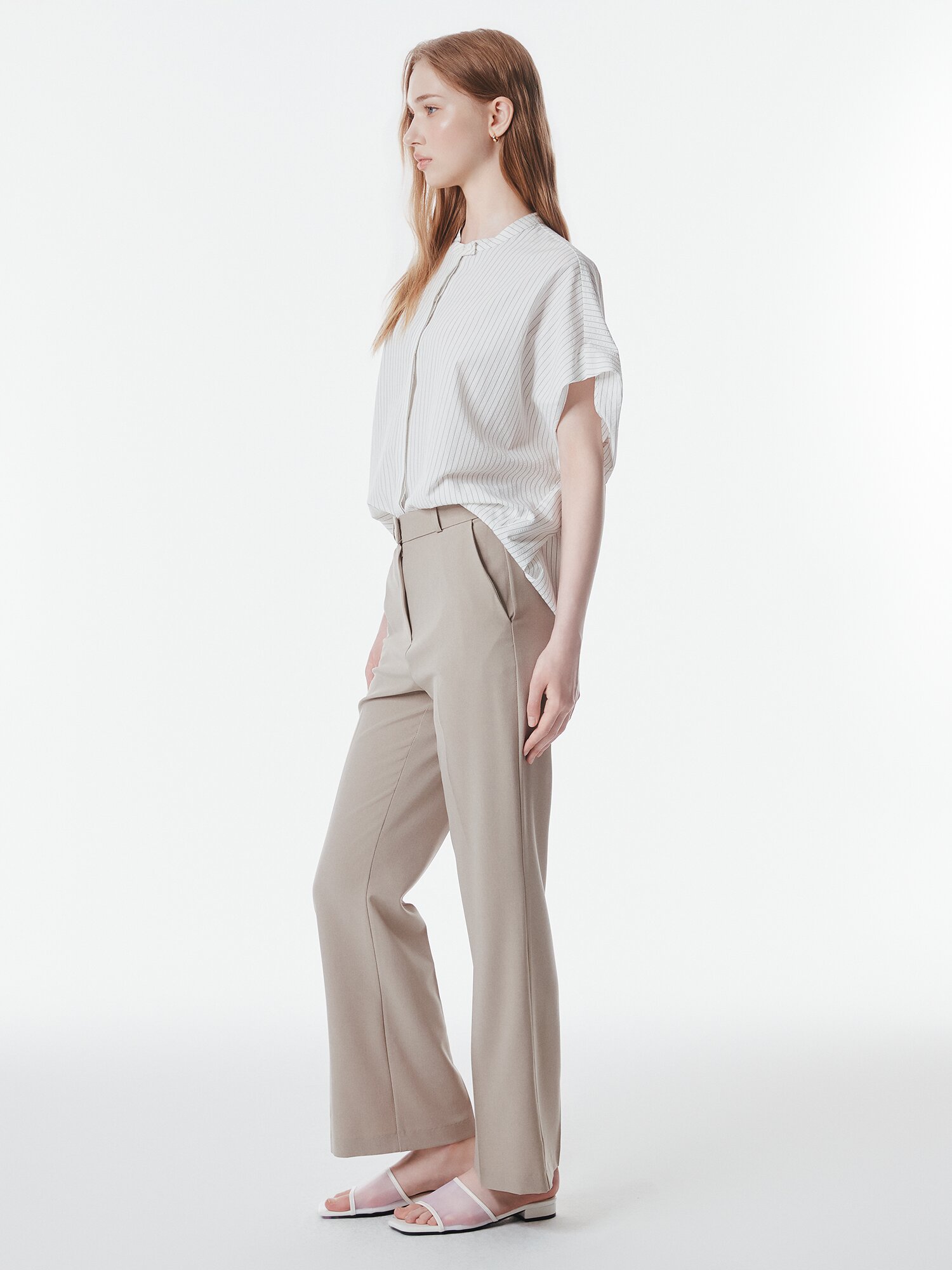 히든 인밴딩 세미 부츠컷 팬츠 (BEIGE)