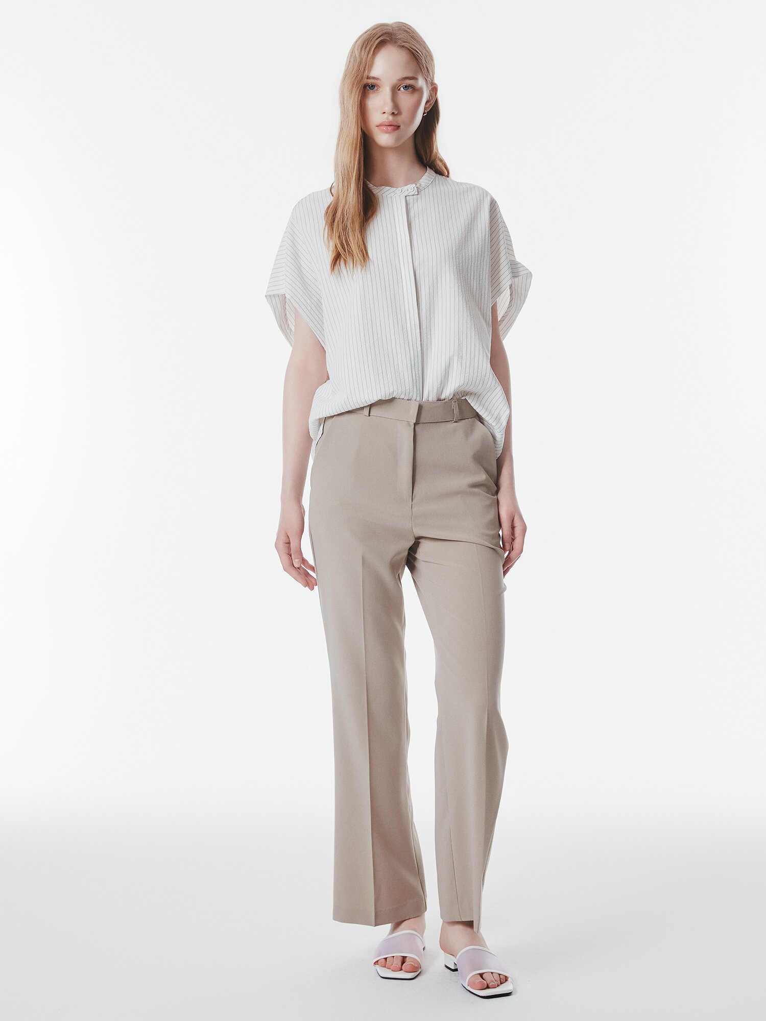 히든 인밴딩 세미 부츠컷 팬츠 (BEIGE)