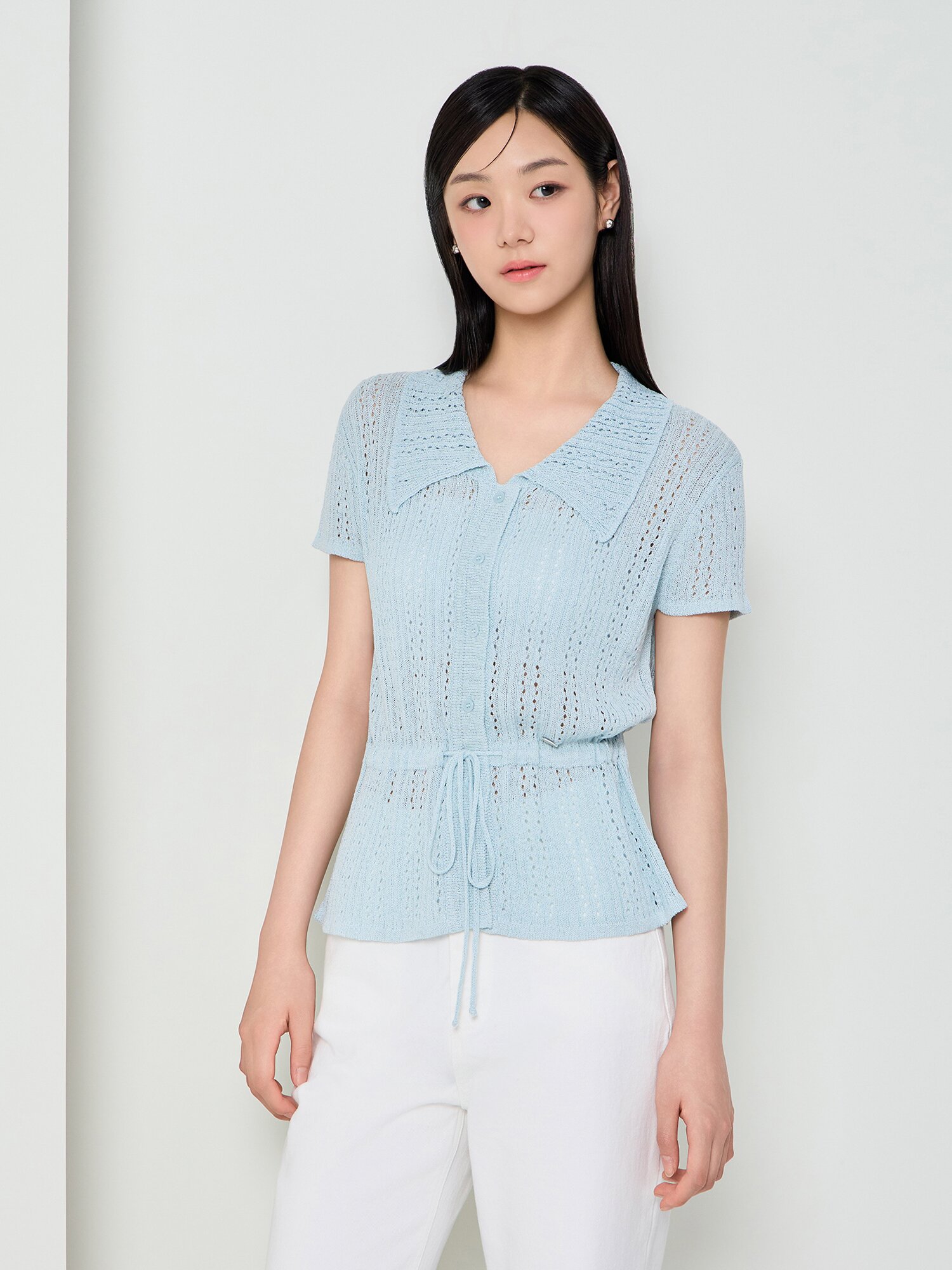 스카시 펀칭 스트링 가디건 (MINT)