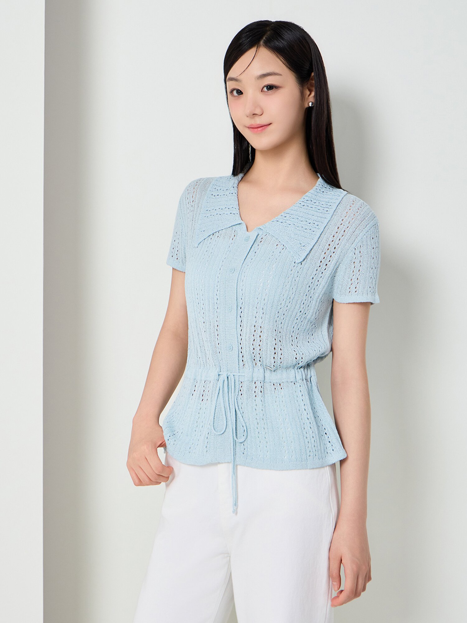 스카시 펀칭 스트링 가디건 (MINT)