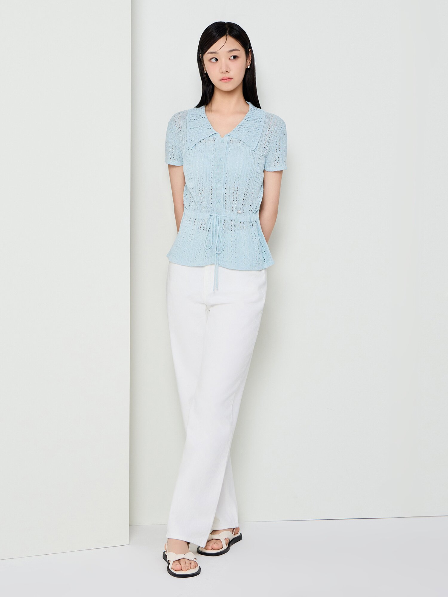스카시 펀칭 스트링 가디건 (MINT)