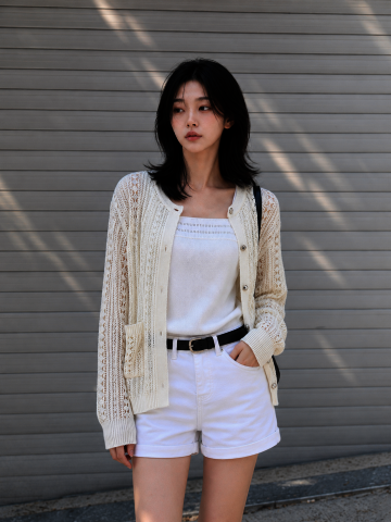 루즈핏 스카시 라운드넥 가디건 