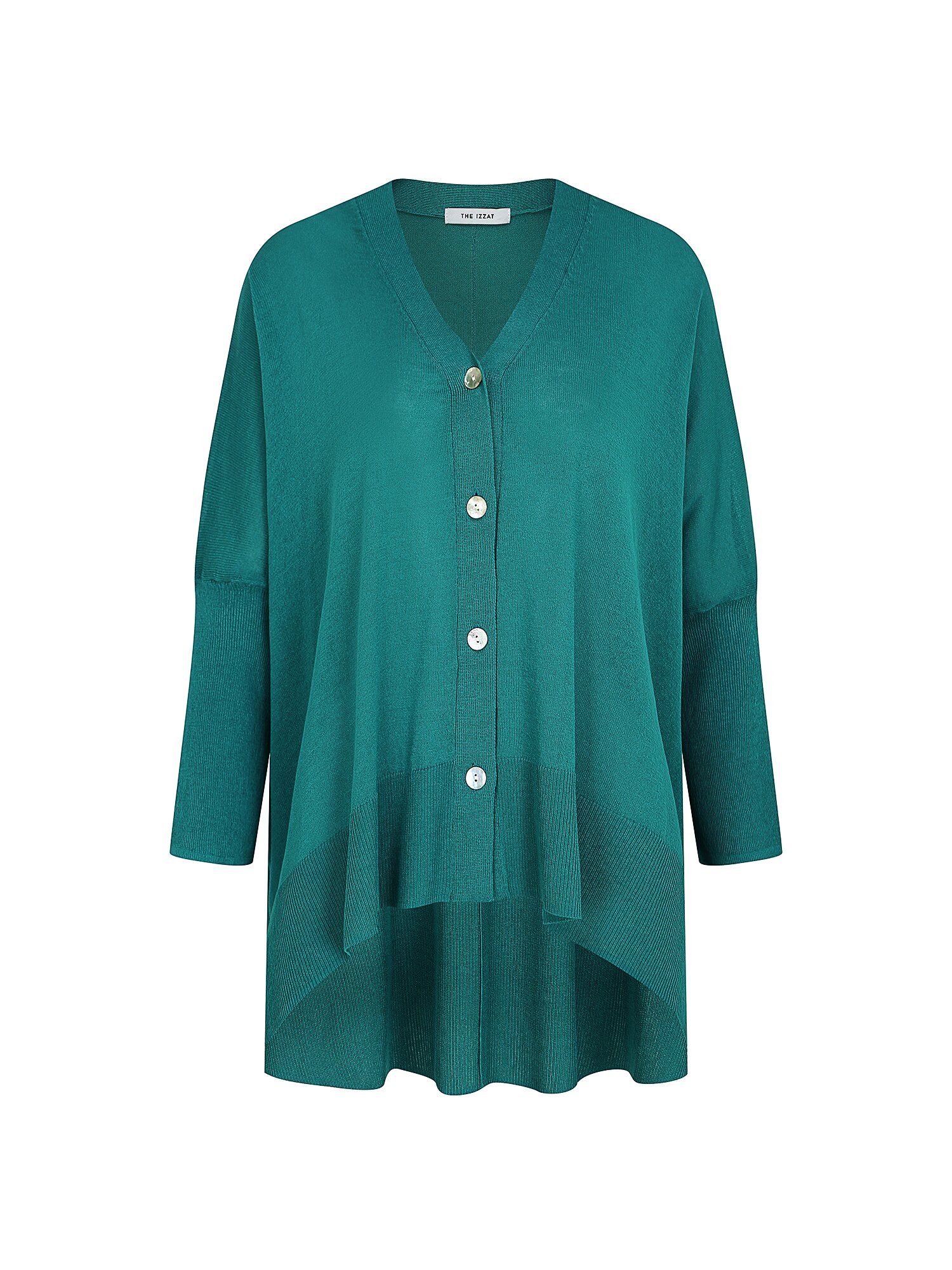 오버핏 드롭 숄더 브이넥 가디건 (PEACOCK GREEN)