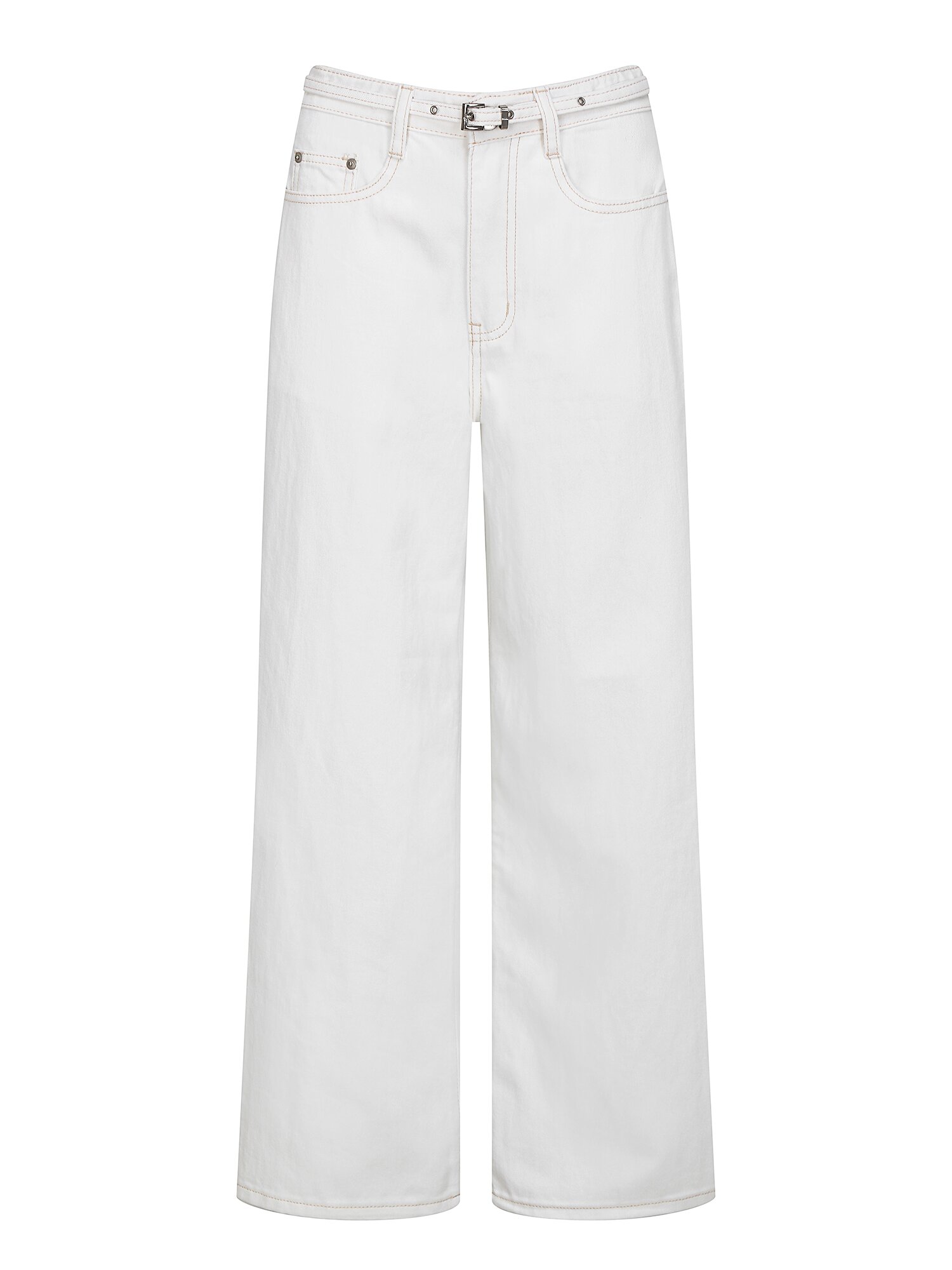 벨티드 스티치 와이드 데님 팬츠 (WHITE)