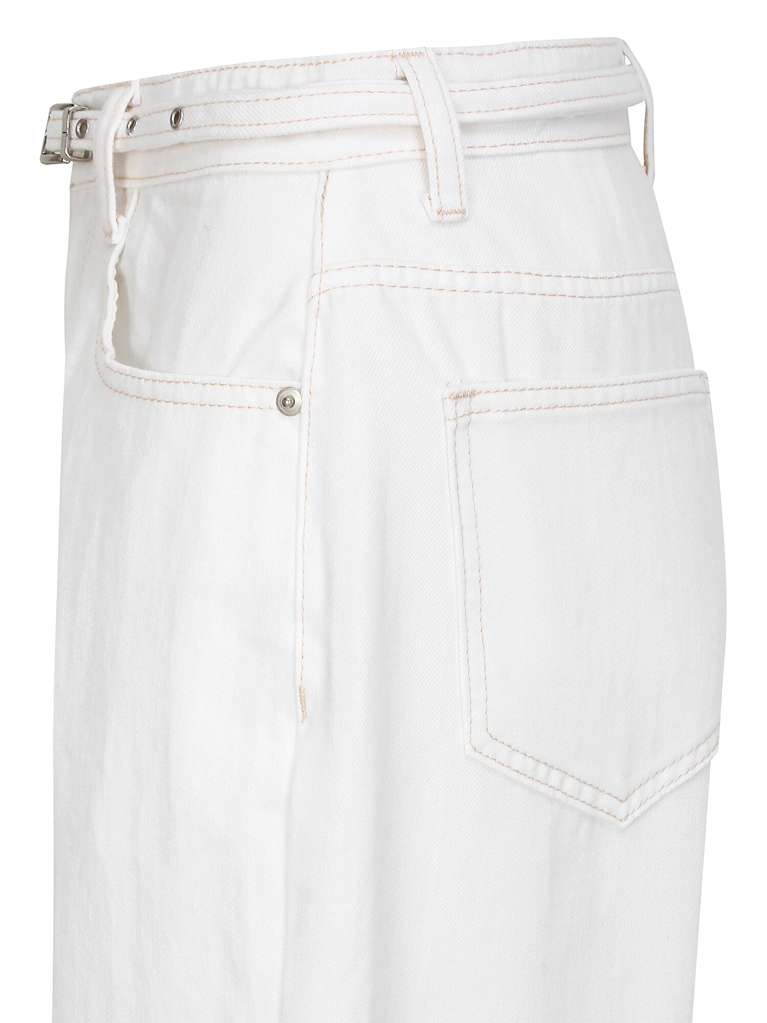 벨티드 스티치 와이드 데님 팬츠 (WHITE)