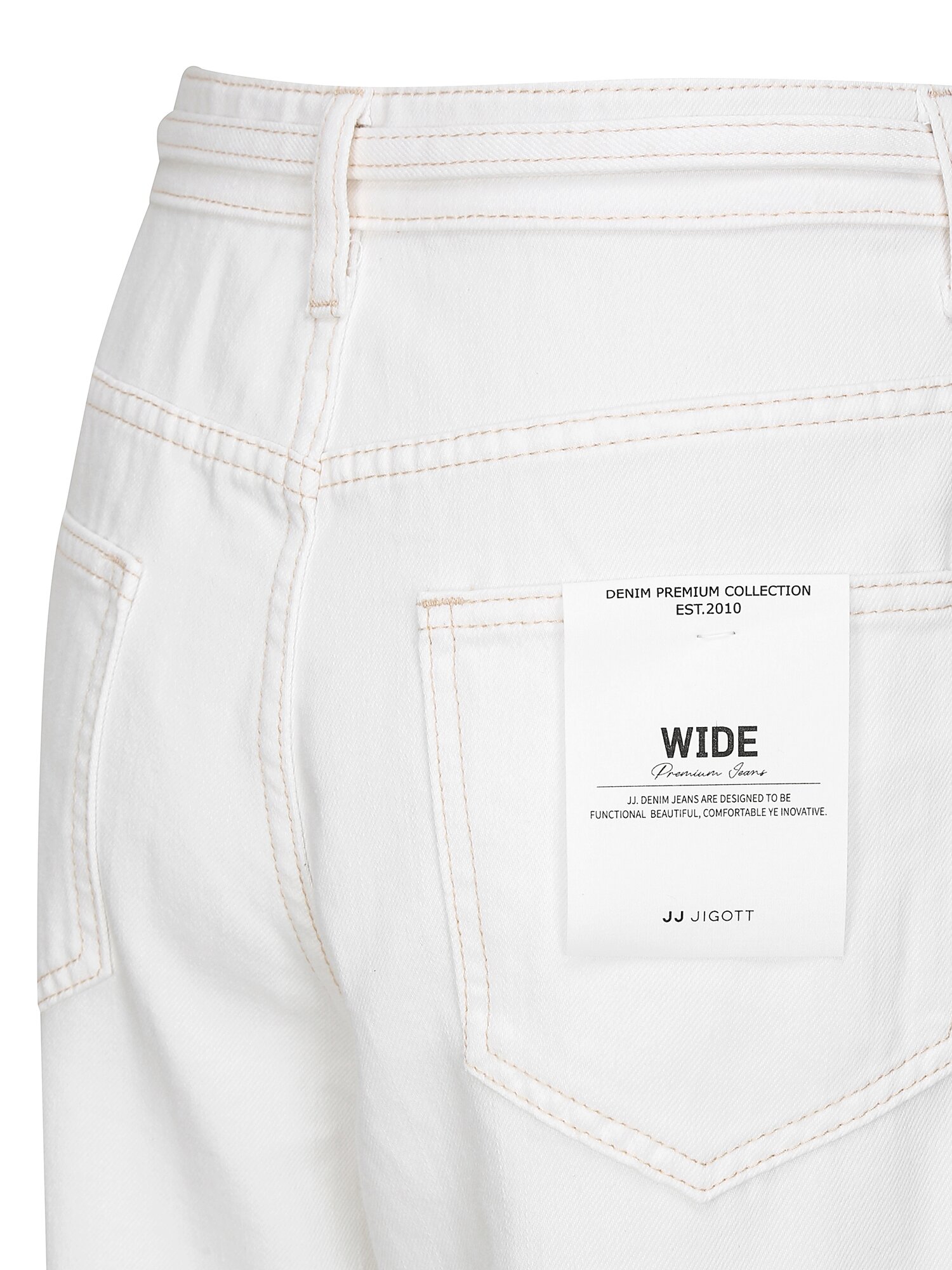 벨티드 스티치 와이드 데님 팬츠 (WHITE)